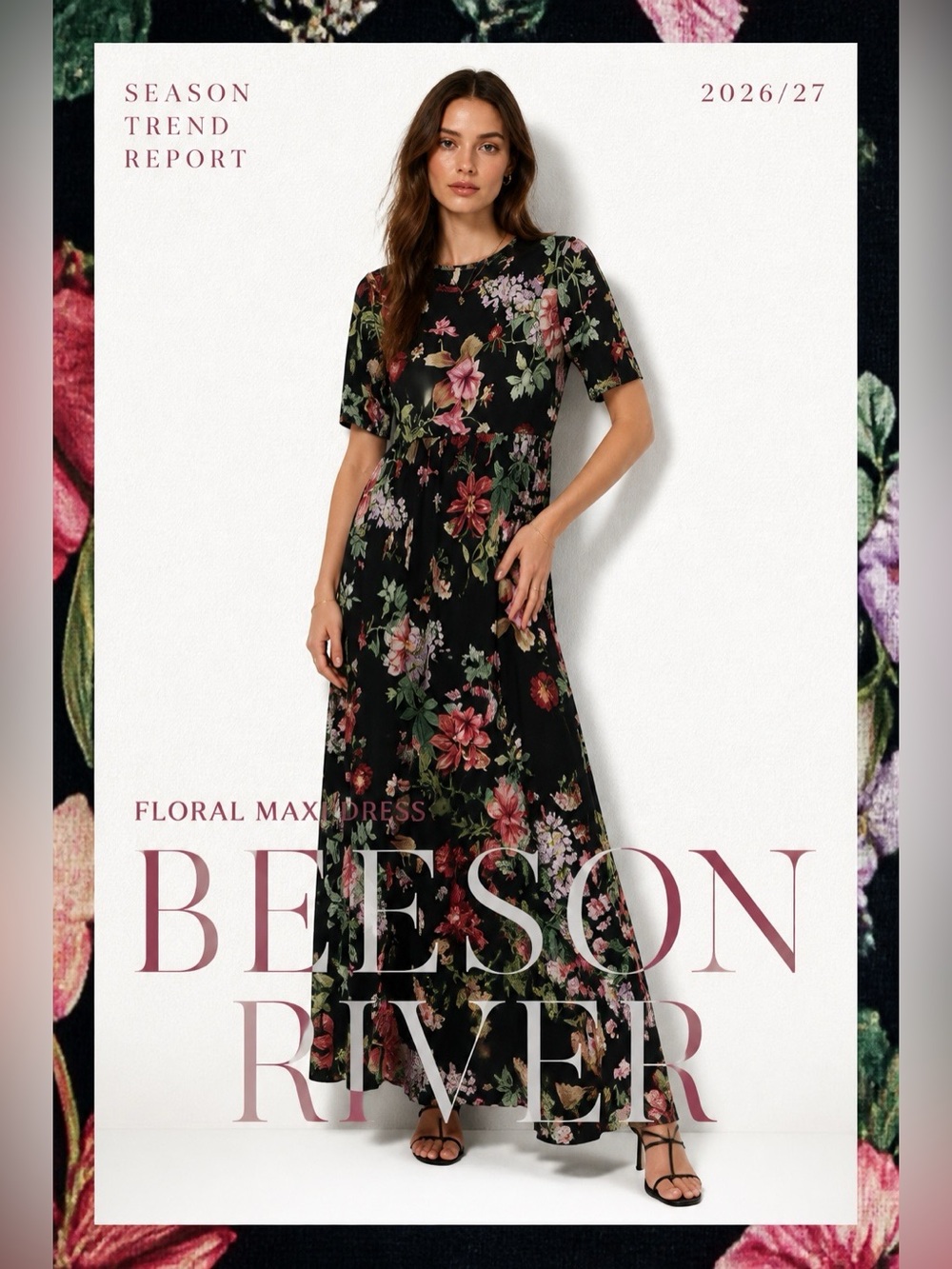 Beeson River Floral Maxi Pullover Dress Size Small
